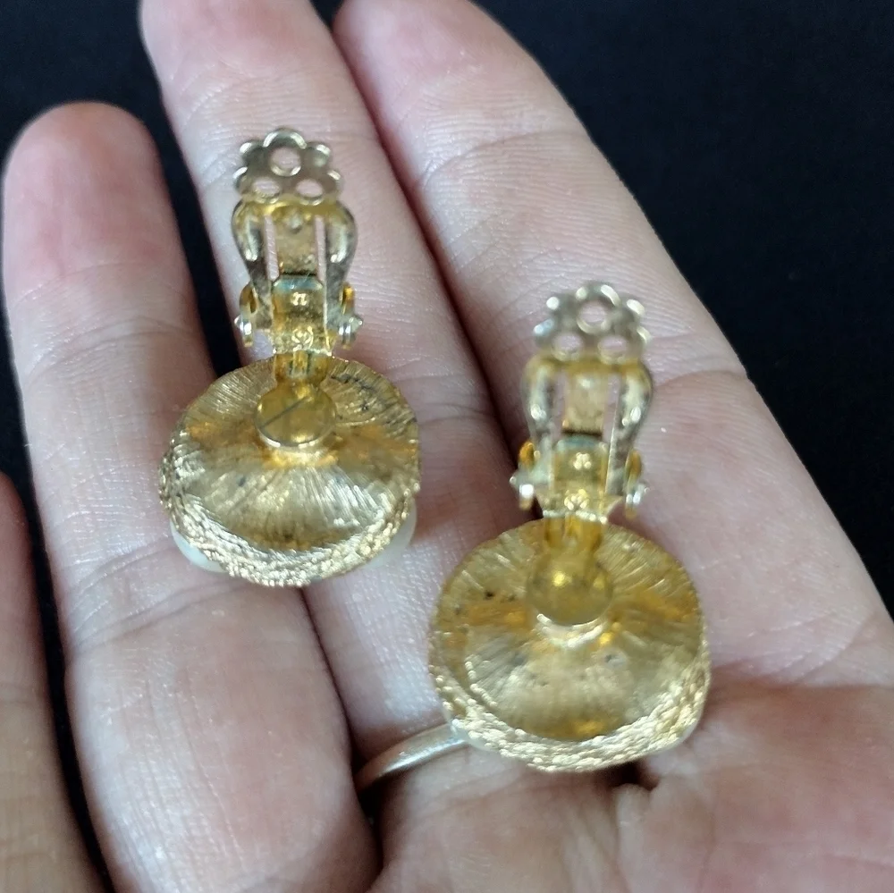 Gold and Pearl Clip On Earrings
